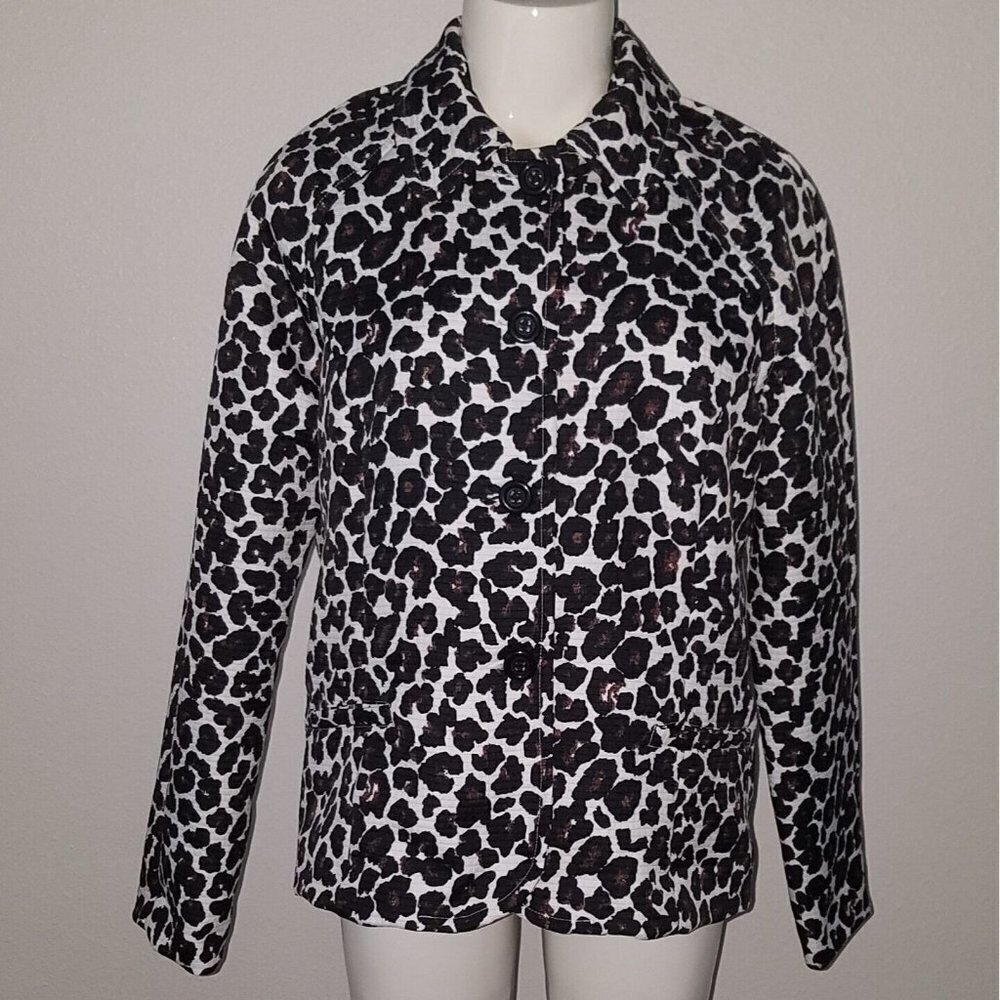 NWT Erin London Inside Out Animal Leopard Print Jacket Women's Small Button